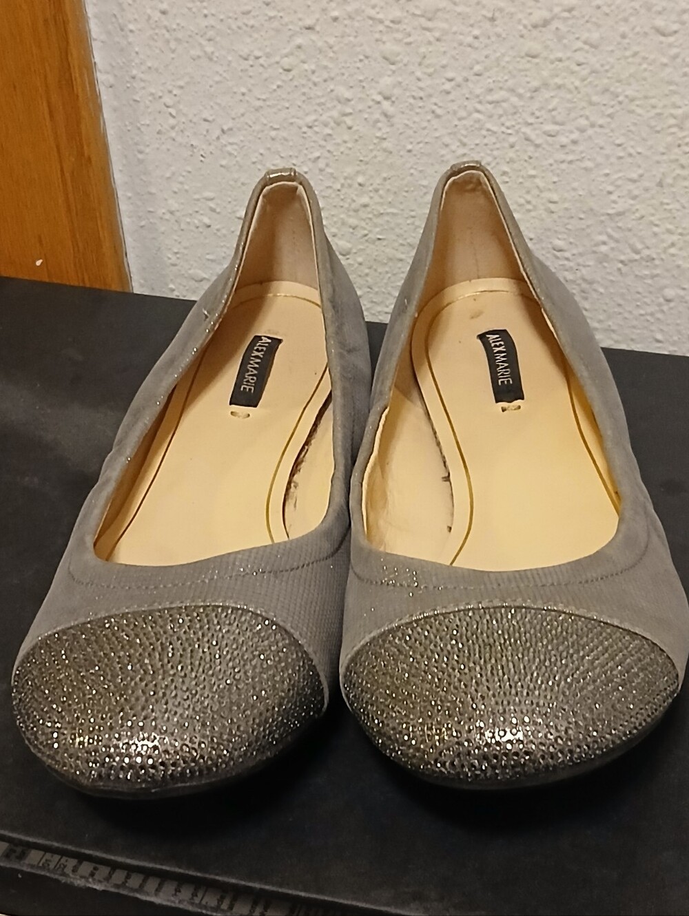 Alex Marie Sparkly Toe Cap Ballet Flats - Grey Size 8.5